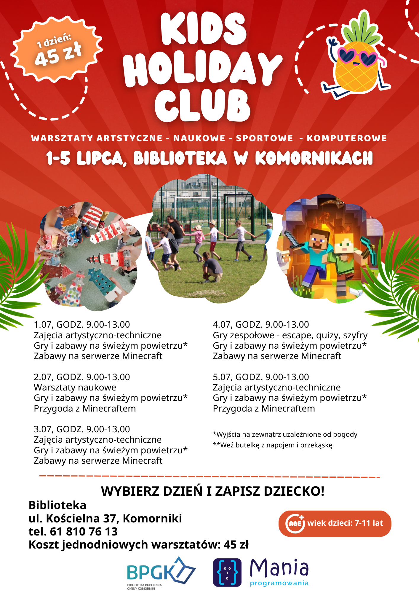 Plakat zapraszający na ferie zimowe