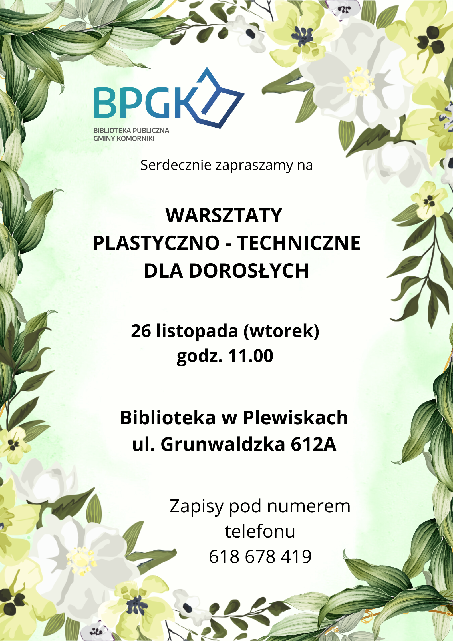 Plakat informacyjny. Na tle motywów świątecznych napisy.